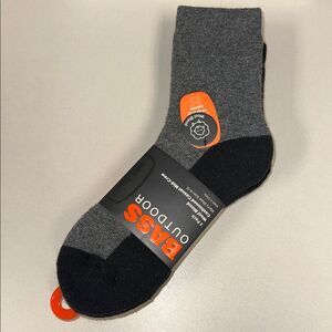 BASS Men’s Black Heather Gray Color Block Mid-Crew Wool Blend Outdoor Socks 3 pk